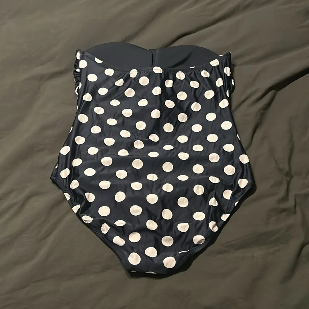 NWT J CREW Gemma ruched bandeau one-piece in polkadot - Picture 5 of 7